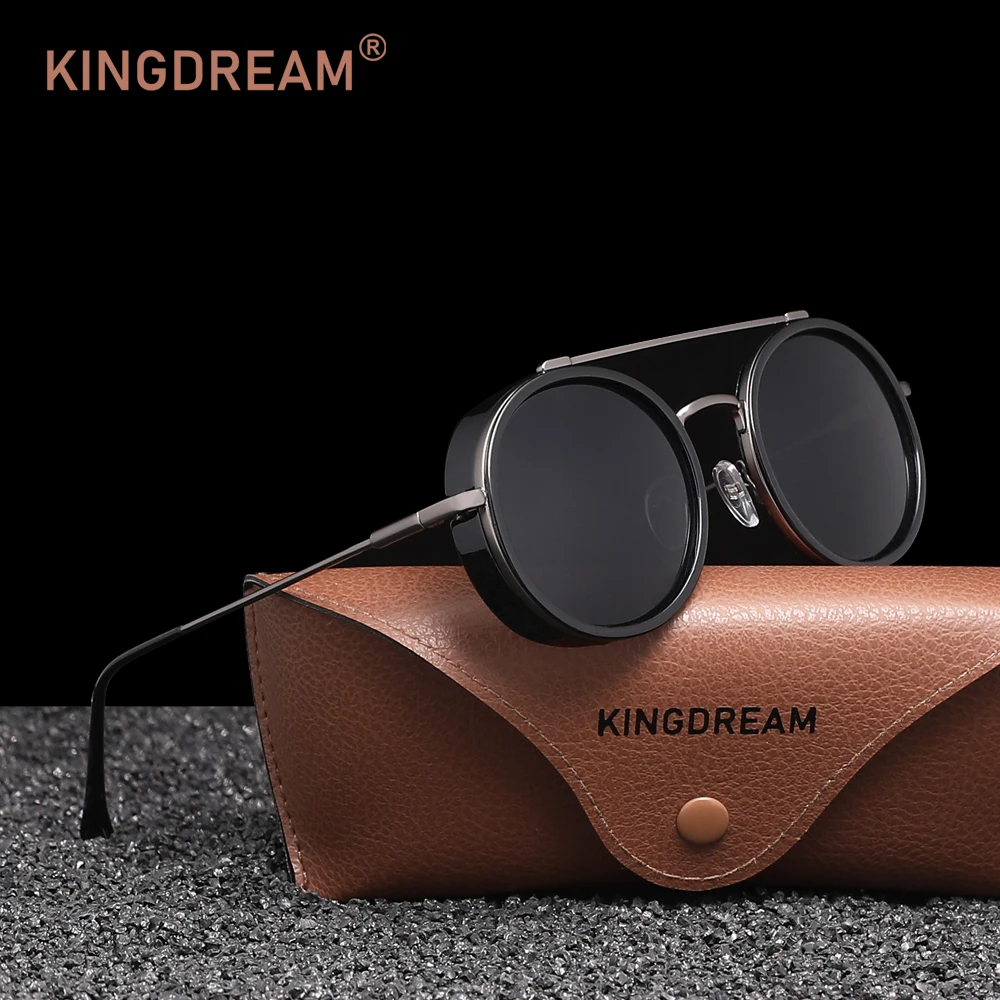 

KINGDREAM Retro Small Round Frame Fashion Sunglasses Women Steampunk UV400 Sun Glasses for Men