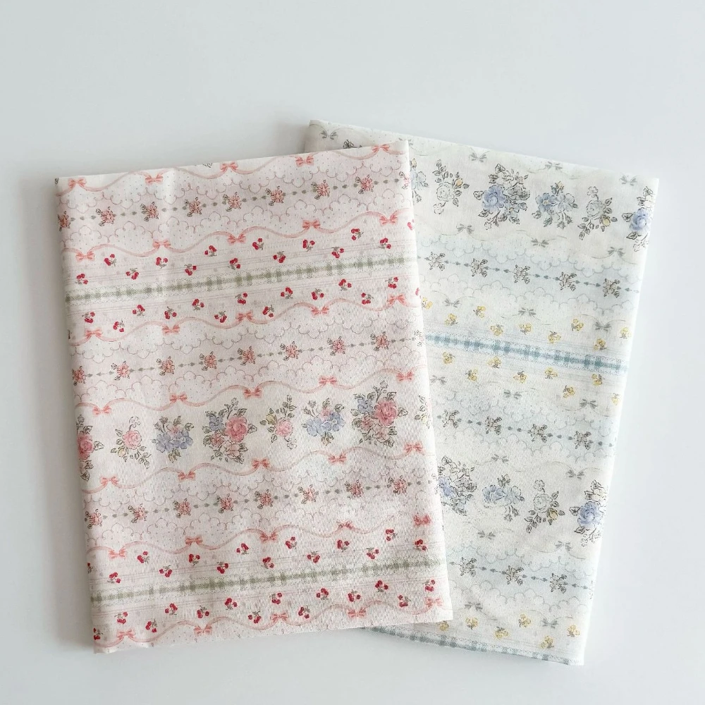 

145x50 см винтажная хлопковая ткань с цветочным принтом, мягкая однотонная окрашенная ткань для платьев, детской одежды, женская одежда, швейная ткань