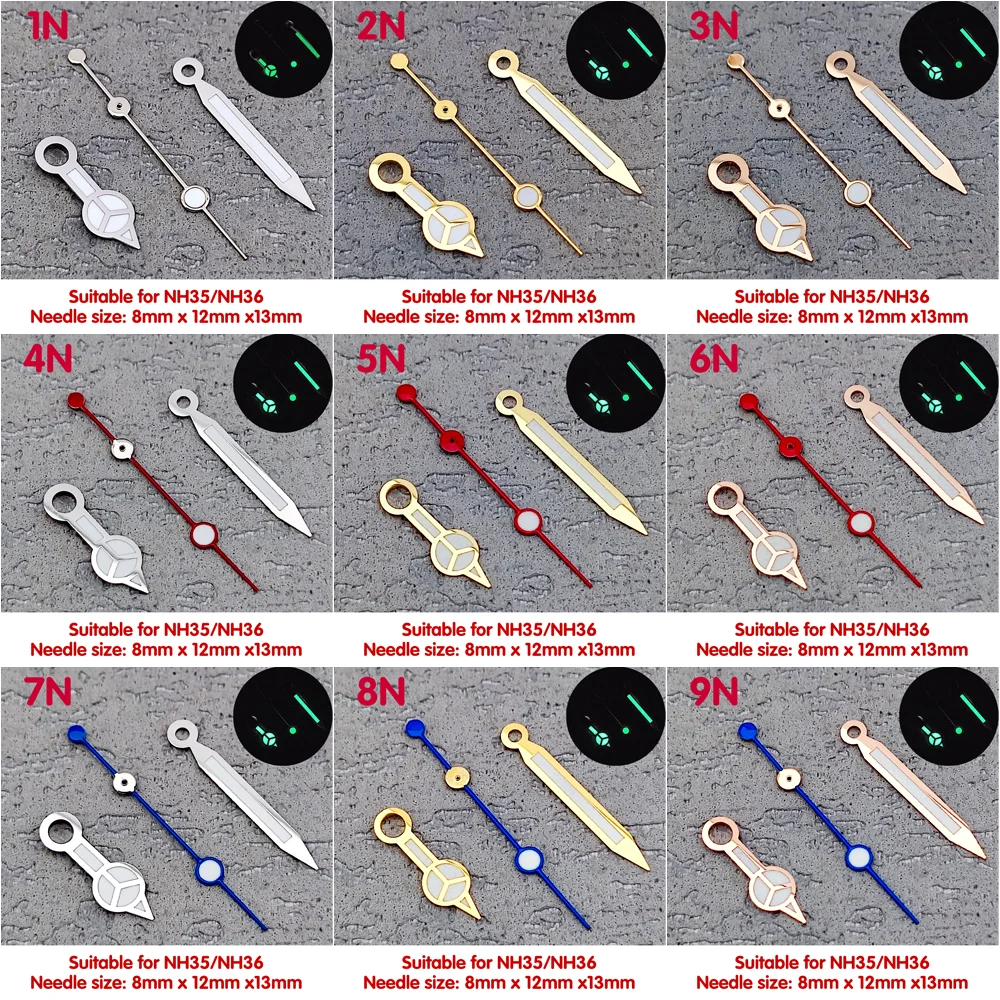 NH35 Hands Mercedes Benz Hands  C3 luminous Hands watch Hands suitable for NH35/NH36/4R35/4R36 movement watch parts accessories