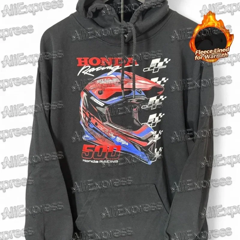 

HONDA Hoodie Autumn Winter Street WearMen's Trendy American Style Honda Logo Casual Hoodie Motorcycle100% Cotton Velvet Sweater