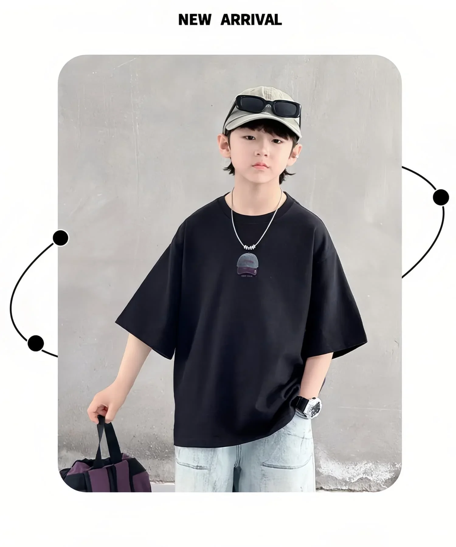 Neues Sommer-Rundhals-T-Shirt - Hochwertiges, elegantes und luxuriöses Kurzarm-Oberteil aus reiner Baumwolle für Kinder – Detail 4