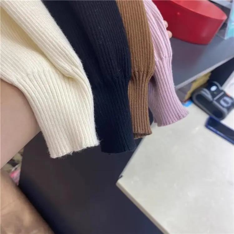 Half High Neck Patchwork Bow Knit Sweater for Women 2024 Purple Sueters De Mujer Sweet Long Sleeve Tops Pullover Jersey Black