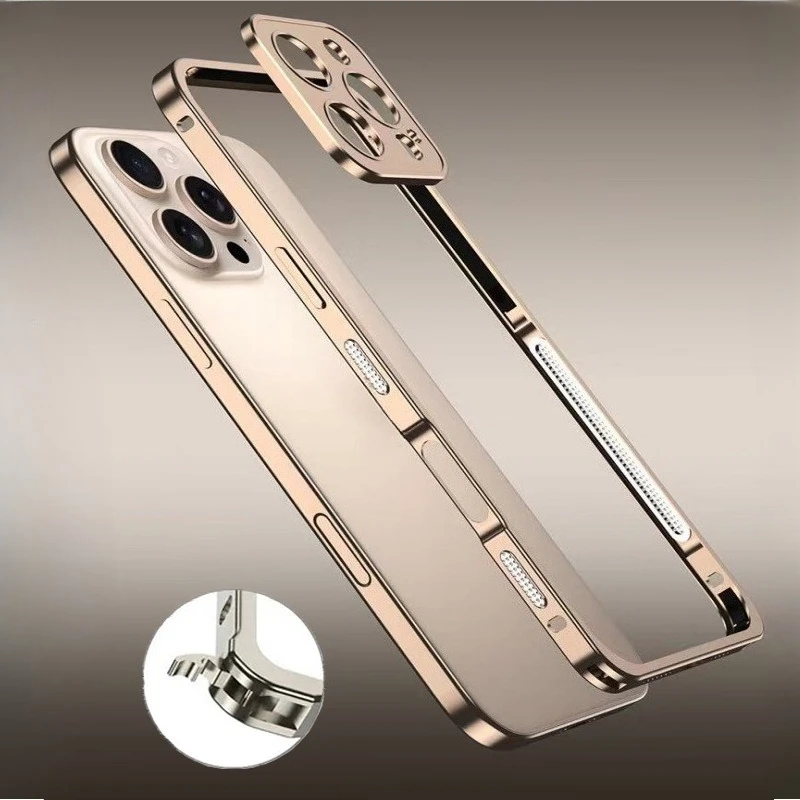 Für iPhone 17 Pro Max 14 15 Pro 16 Pro Max Luftfahrt-Aluminiumlegierung Rahmen-Stoßfänger Handyhülle mit Metall-Linsenschutz Stoßfest