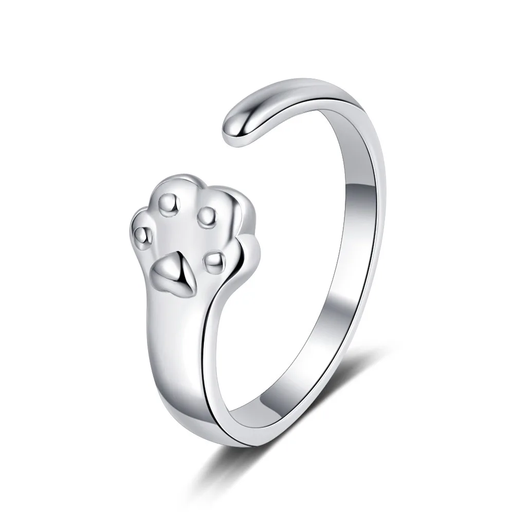 925 Sterling Silver Cat Paw Open Rings For Women Engagement Wedding Luxury Jewelry Accessories Wholesale Jewellery Argent 925