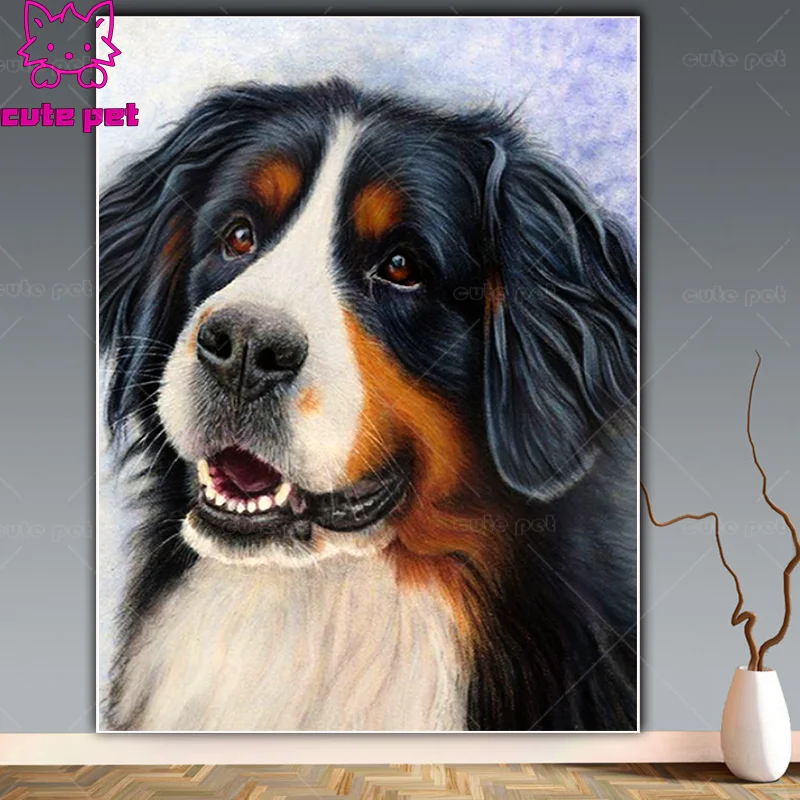 5d Cross Stitch dog diy diamond painting Bernese Mountain full square animal Diamond embroidery rhinestone pictures mosaic Decor