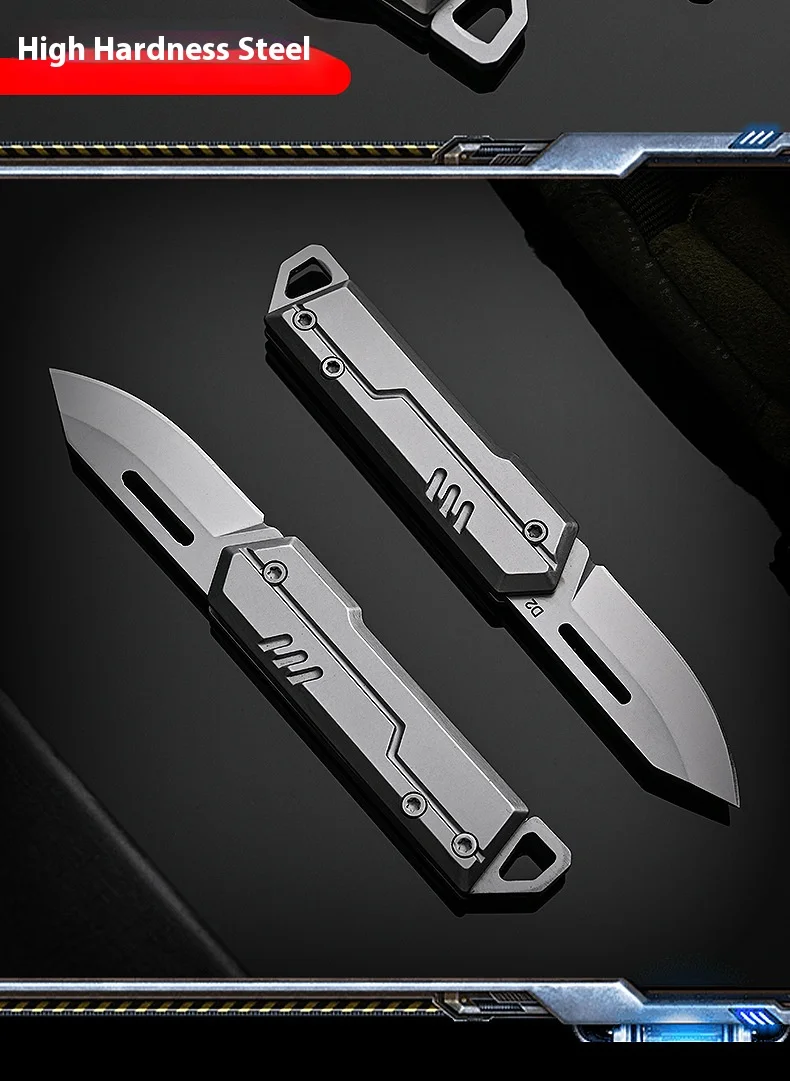 Mini Keychain Knife Stainless Steel Sharp Folding Cutter Home Use Portable Package Opening Tool Compact Sharpener