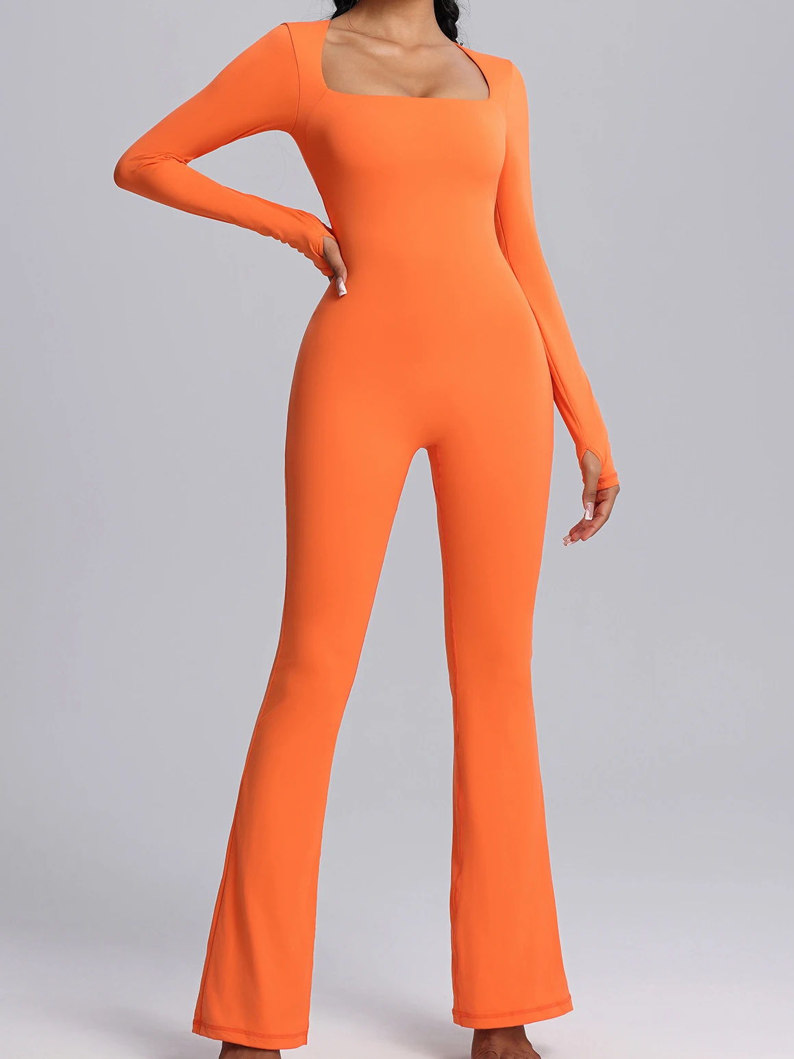 

Расклешенные брюки с длинными рукавами и широкими штанинами, боди, включая нагрудник для осенне-зимних тренировок для йоги для женщин