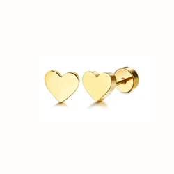 2pcs Love Heart Round Stud Earrings For Women Ear Piercing Stainless Steel Bar Tragus Cartilage Earring Helix Cute Jewelry