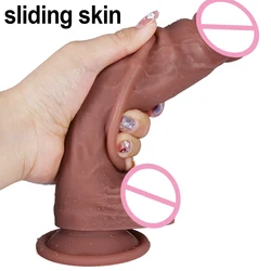 Sliding Foreskin Dildo Realisti Soft G-spot Adult Toys Clitoris Stimulate Penis Anal Move Skin Big Dick Anal Sex Toy Masturbator