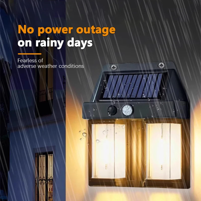 LED Solar Tungsten Wall Lamp Outdoor IP65 Waterproof Motion Sensor Wall Lamp Porch Garden Garage Courtyard Decorative Lighting