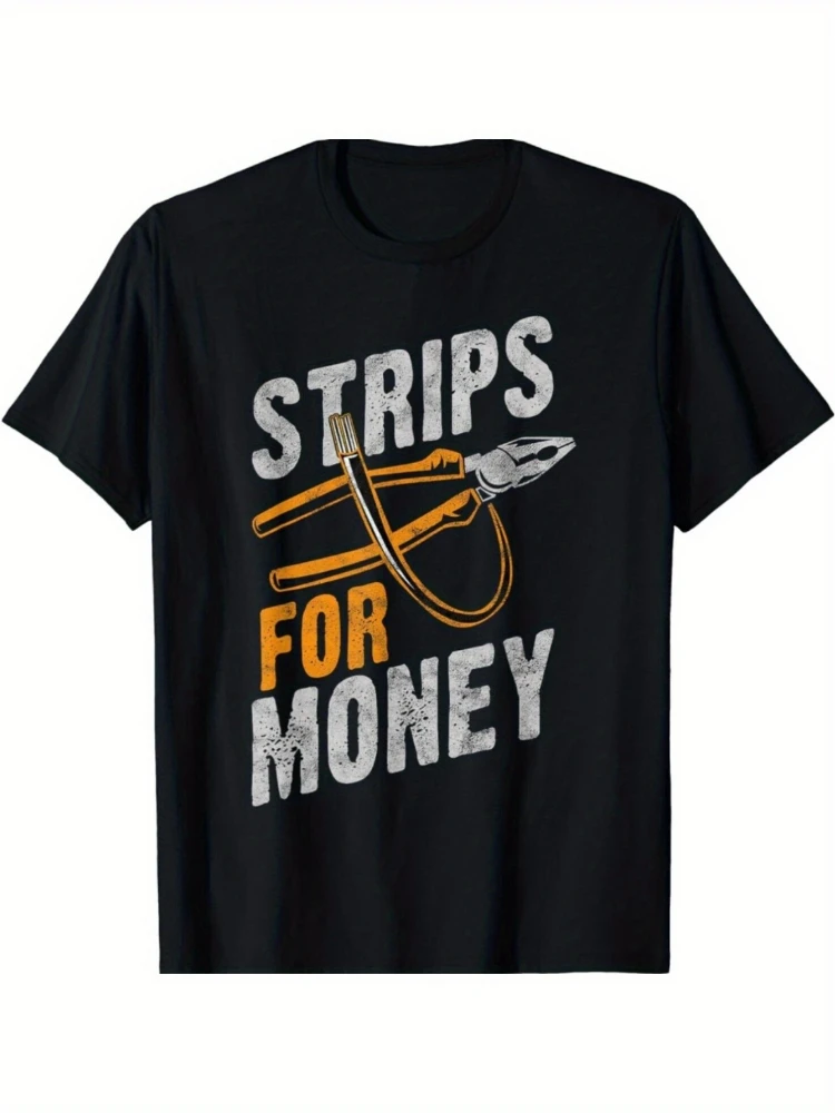 Vintage Plus Size Currency Bill-money design-Iconic Vertical Banknote Strip Pattern-100% cotton O-neck printed men's T-shirt.