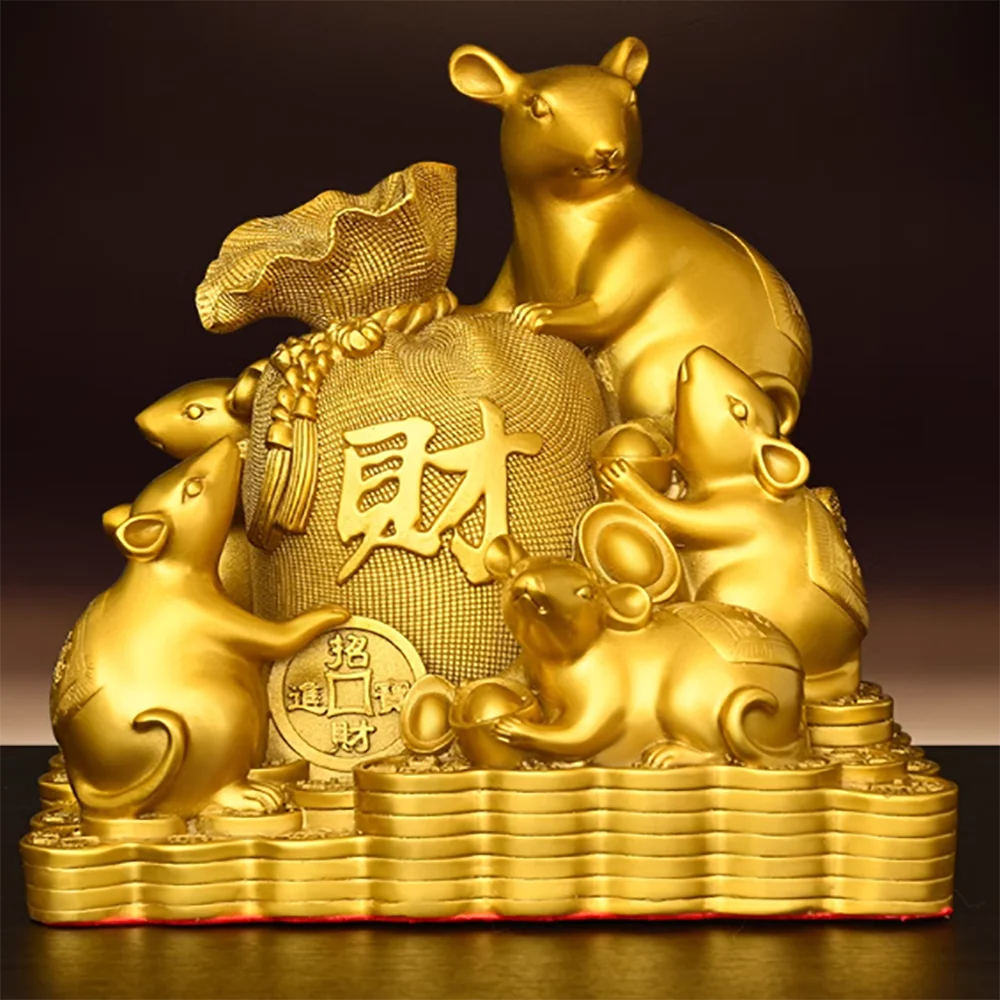 

Copper Five Rat Gold Bag Lucky Money Rat Twelve Zodiac Zodiac Home, Entrance, Office Store, Mascot Decoration