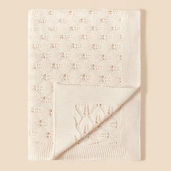 Knitted Baby Blanket Newborn Infant Swaddle Wrap Receiving Blankets 100% Cotton Crib Stroller Blanket Bath Towel