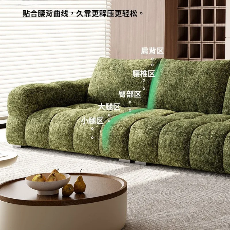 Sofa living room French cream style modern simple marshmallow dark green fabric sofa