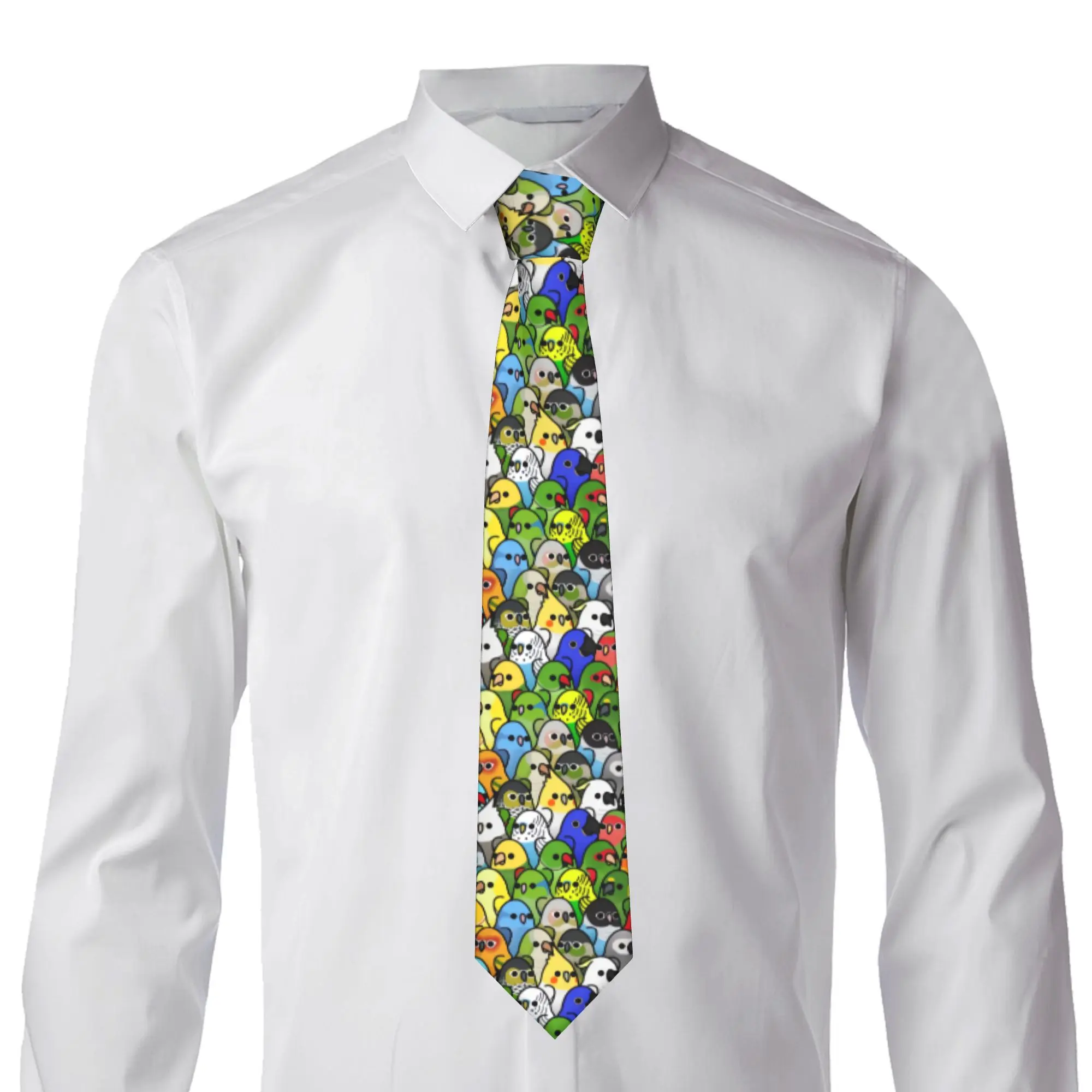 Fashion Funny Parrot Birds Squad Art  Ties for Wedding Men Cockatiel Bird  Neckties