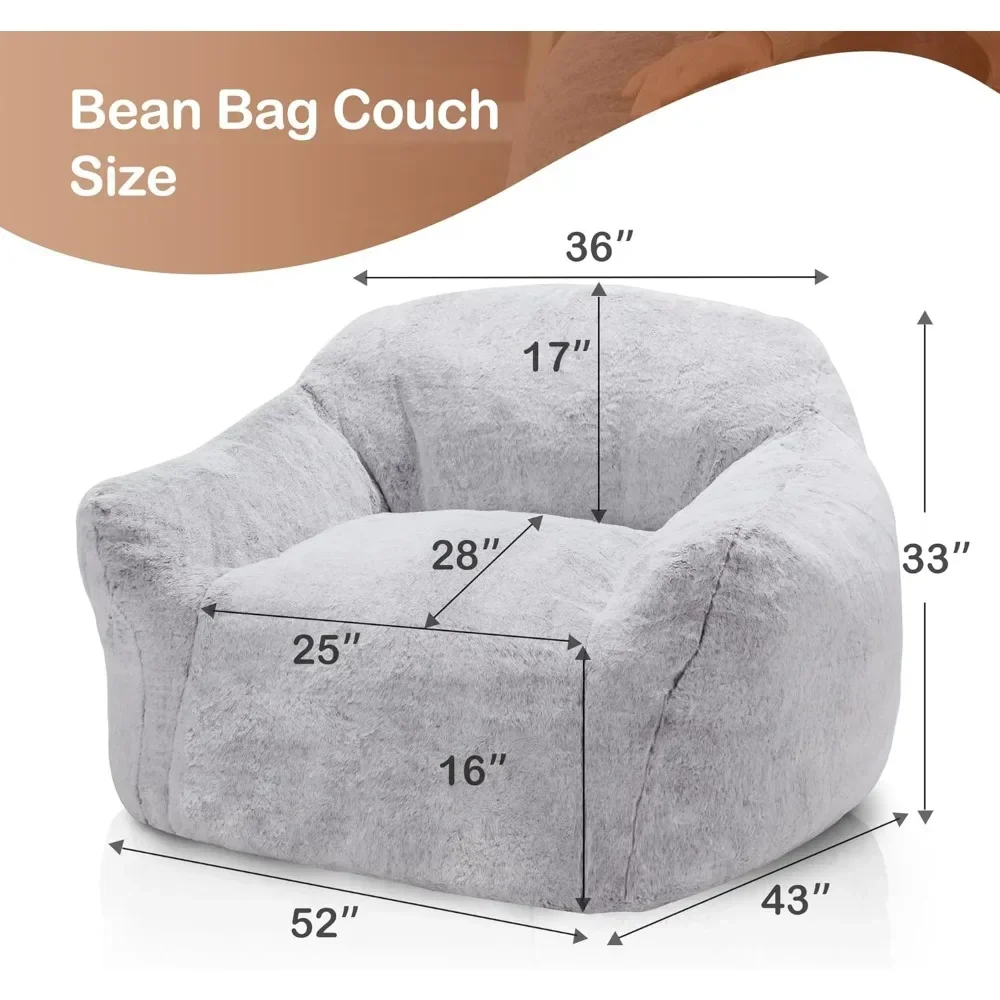 Bean Bag Chair, Bean Bag Sofa Chair with Armrests, Stuffed High-Density Foam, Comfort Suitable for Bedrooms and Living Rooms