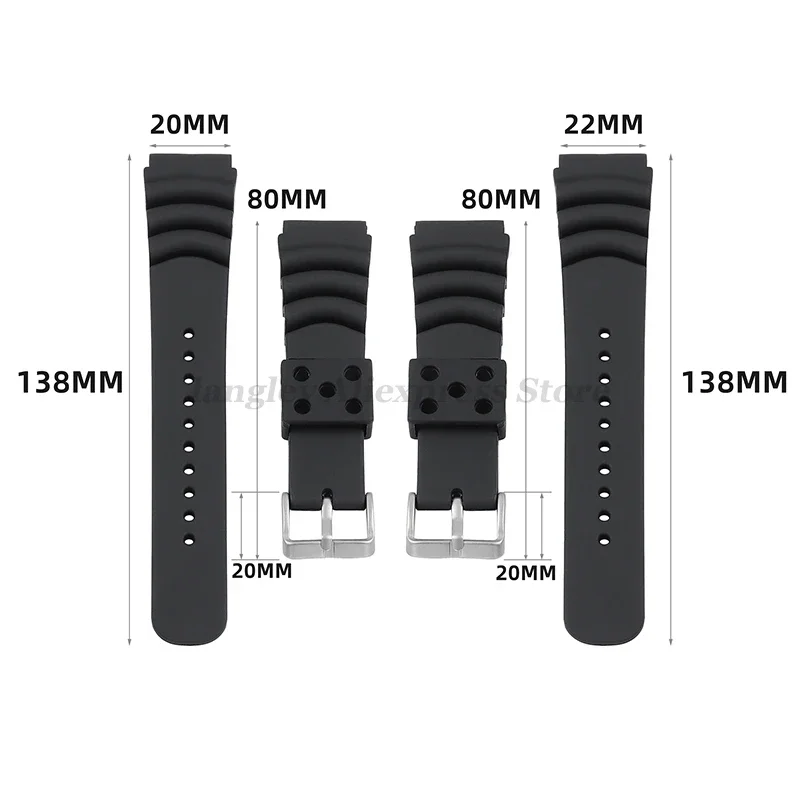 Silicone Sport Strap 20mm 22mm 24mm Watch Strap for Seiko SKX007 for Abalone Diving Resin Waterproof Men Bracelet UniversalStrap