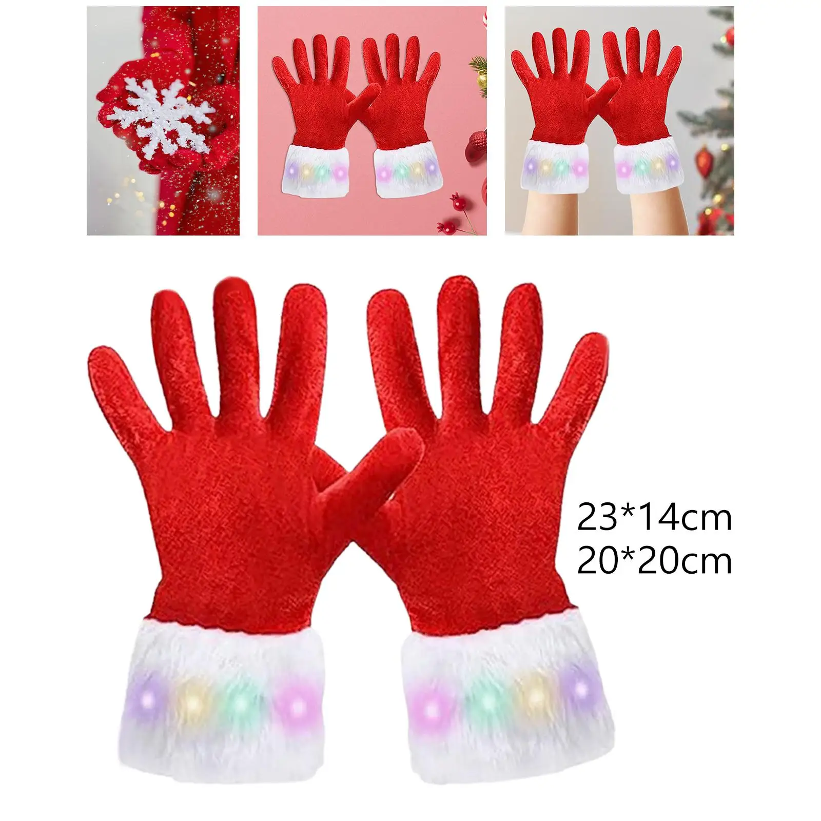 Christmas Red Gloves Decorative for Costume Accessories Cosplay Fancy Dress