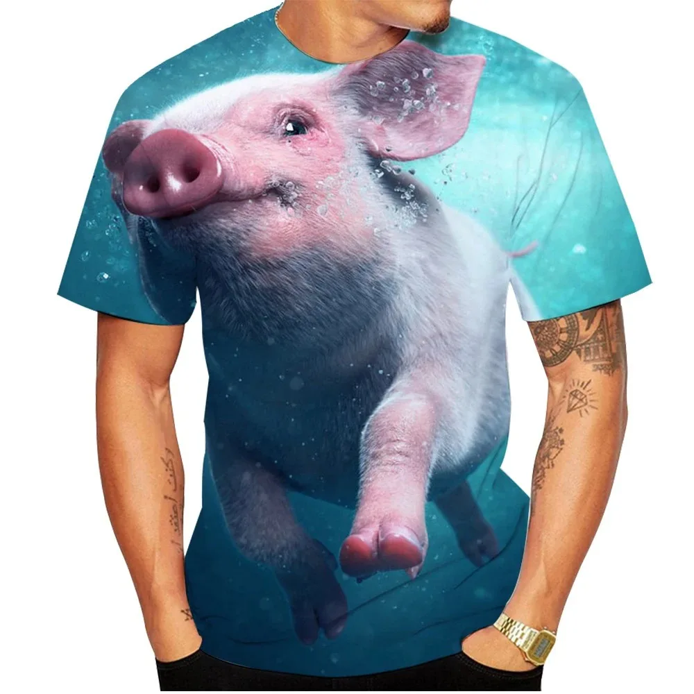 Summer New 3D Printing Cute Piggy Men\'s and Women\'s Short Sleeve Animal Printing Fashion Personalized T-shirt Funny Fat Pig T