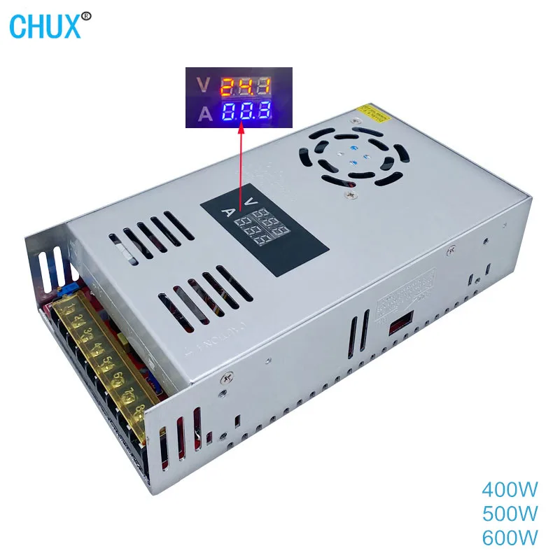 CHUX 400W 500W 600W Adjustable Switching Power Supply 12v 24v 36V 48V 60V 70V 80v LED Digital Display AC -DC SMPS Power