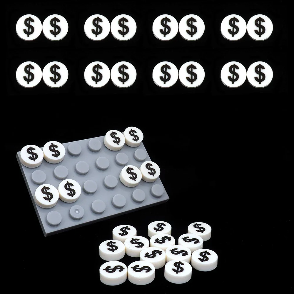 MOC 10PCS  Money $ Eyes 98138 Pattern Printed Building Blocks Dollars Figures Decoration Bricks Particle Toy Children Kid Gifts