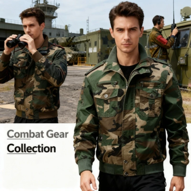 

Tough Guy Pilot Tooling Jacket Men's WWII Military Fan Tactical Multi-Pocket Spring Autumn Coat