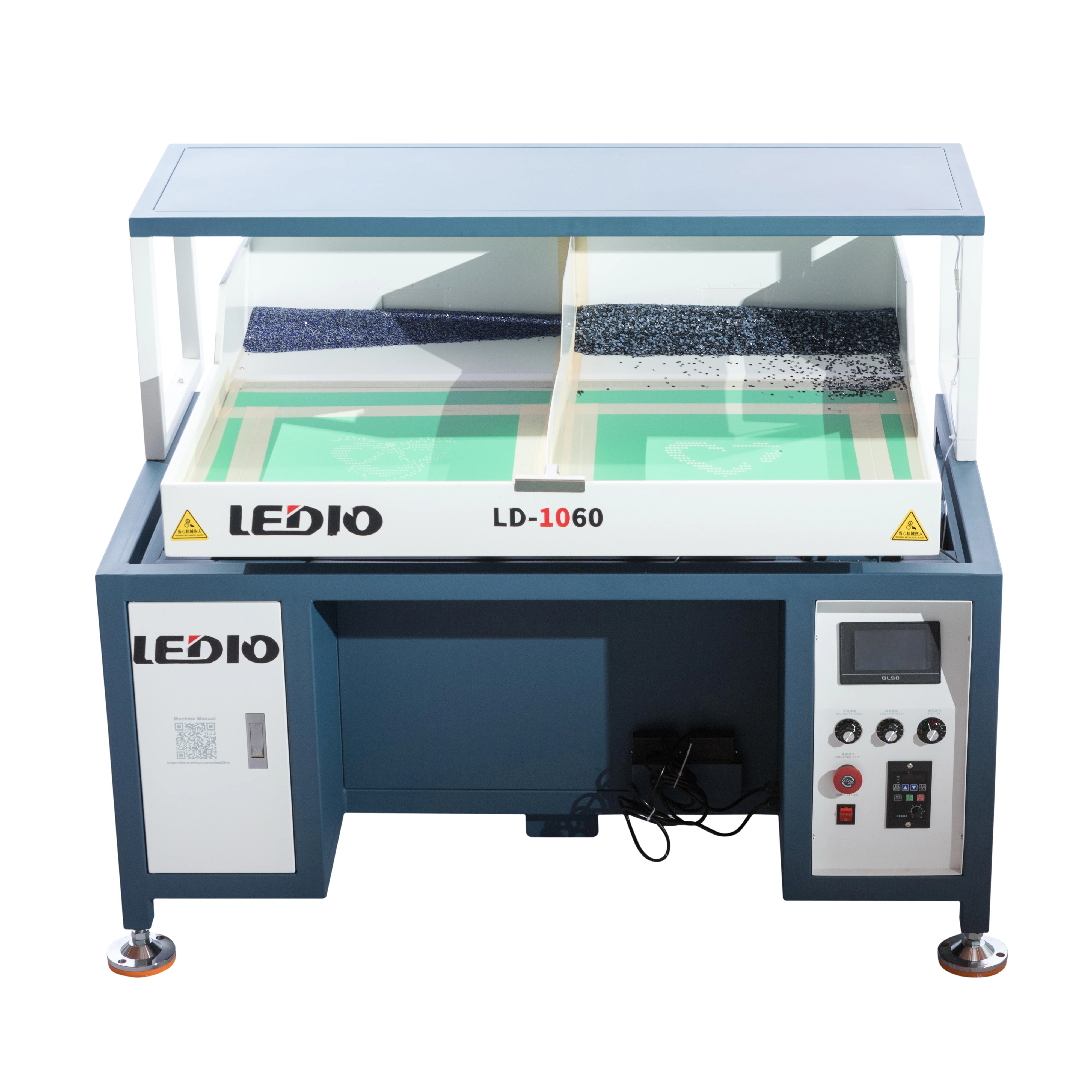Ledio Automatic Stainless Steel PLC-controlled Garment Industry Rhinestone Shaking & Setting Machine 220V with Hotfix Transfer