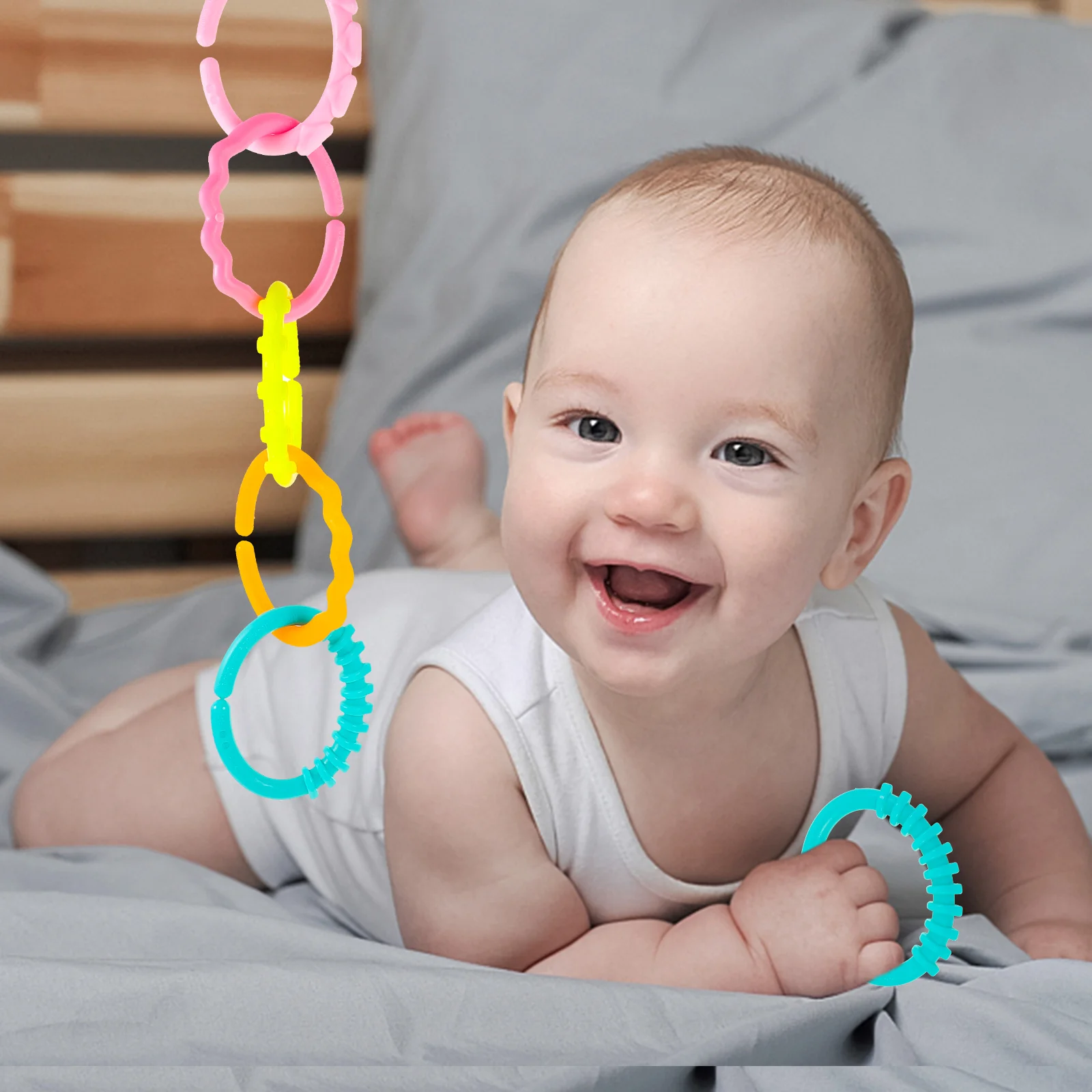 24 Pcs Baby Toys Teether Rings Infant for Babies Stroller Links Grabbing Rattle