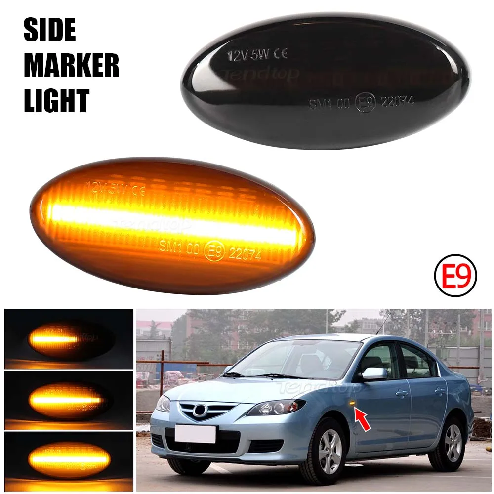 Smoke Lens  LED Side Marker Light Front Driver Passenger Turn Signal Lights Dynamic  Fender For MAZDA 2 3 (BK) 5 6 BT-50 MPV