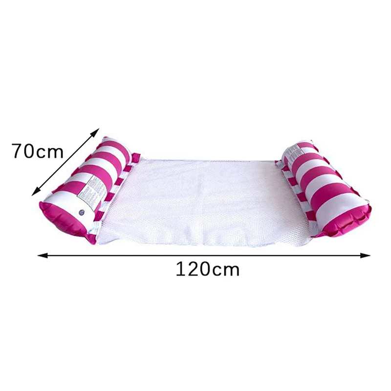 Inflatable Float Foldable Inflatable Lounge Chair Striped Belt Net Floating Row Water Play Pool Hammock