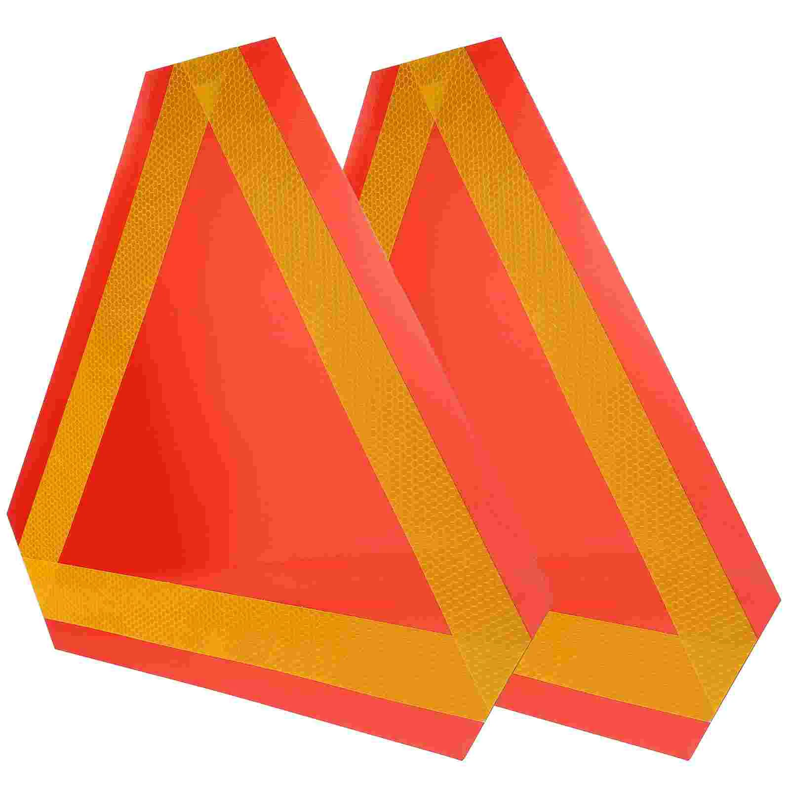 2 Pcs Emblems Vehicle Reflective Tailgate Warning Tape Triangle Strip Slow Moving Car Sign Strips