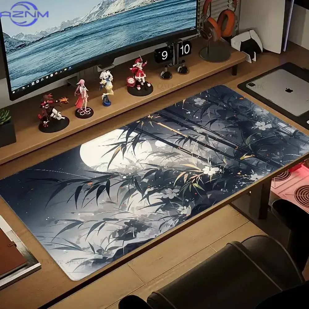 Bamboo Shadow Ink Painting Mousepad Non-slip Suitable For Office Computers Laptops E-sports Game Desk Mats XXL Keyboard