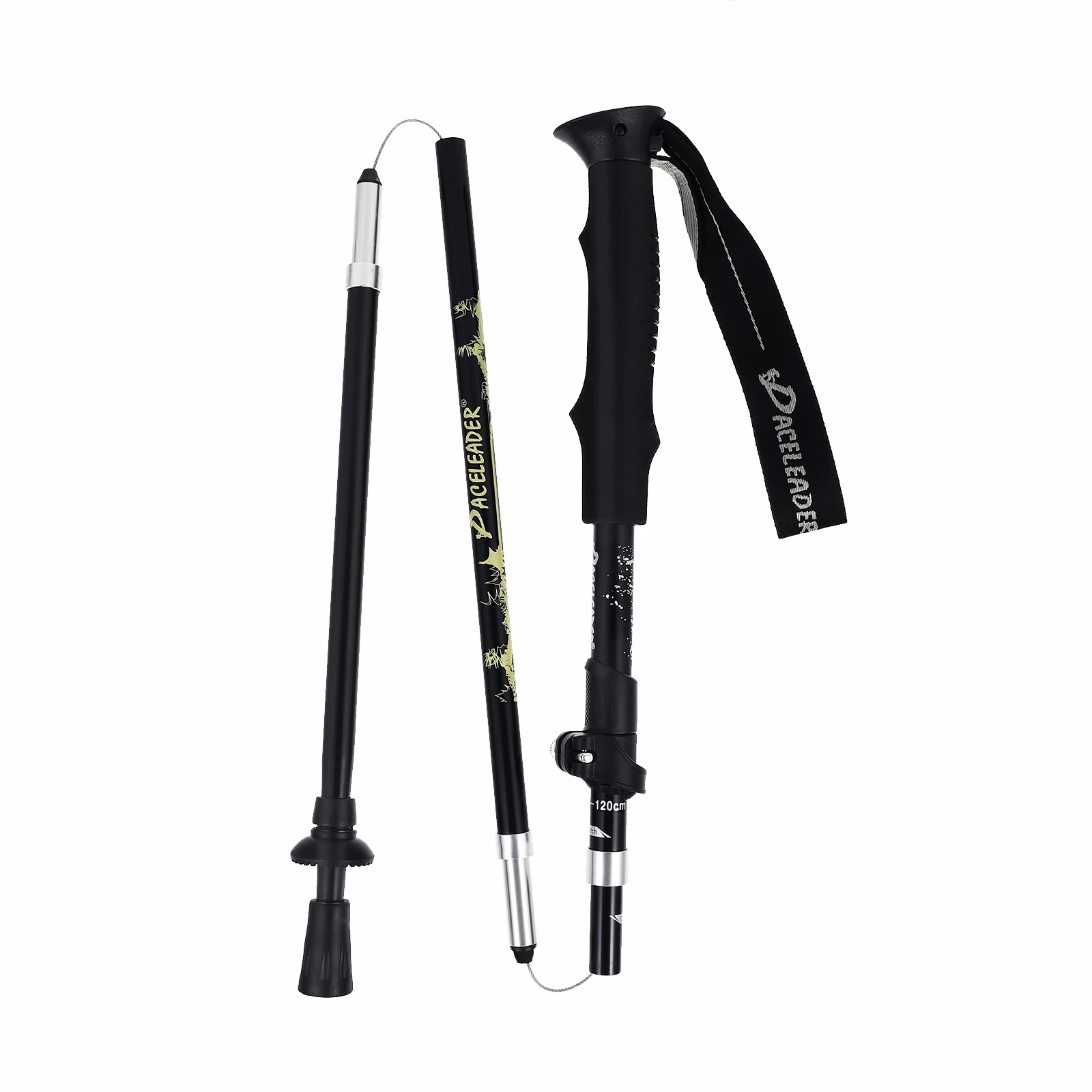 1PC 5 Section Folding Trekking Pole Hiking Camping Walking Stick Aluminium Alloy Adjustable Alpenstock