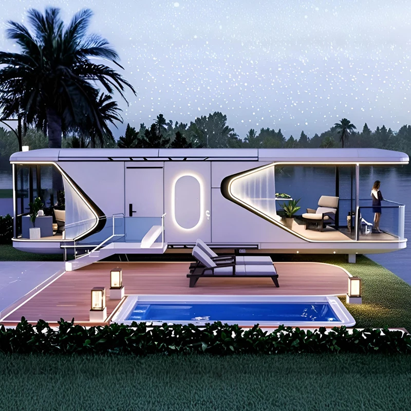 ti-PX7 PX5 Multifunctional Steel Structure Mobile Capsule House Modern Lightweight Prefabricated Cabin for Hotel Use%