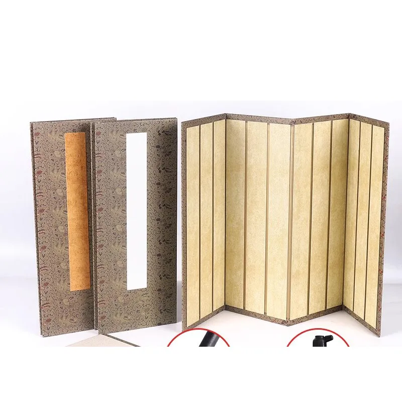 

Xuan Paper Folded Blank Booklet Chinese Calligraphy Desktop Small Screen Half Ripe Xuan Paper Painting Cardboard Hard Card Works