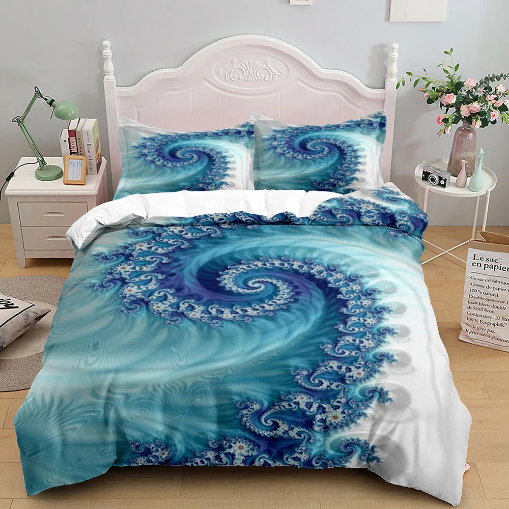 Turquoise Heart Wave Abstract Duvet Cover Set King Queen Double Full Twin Single Size Bed Linen Set