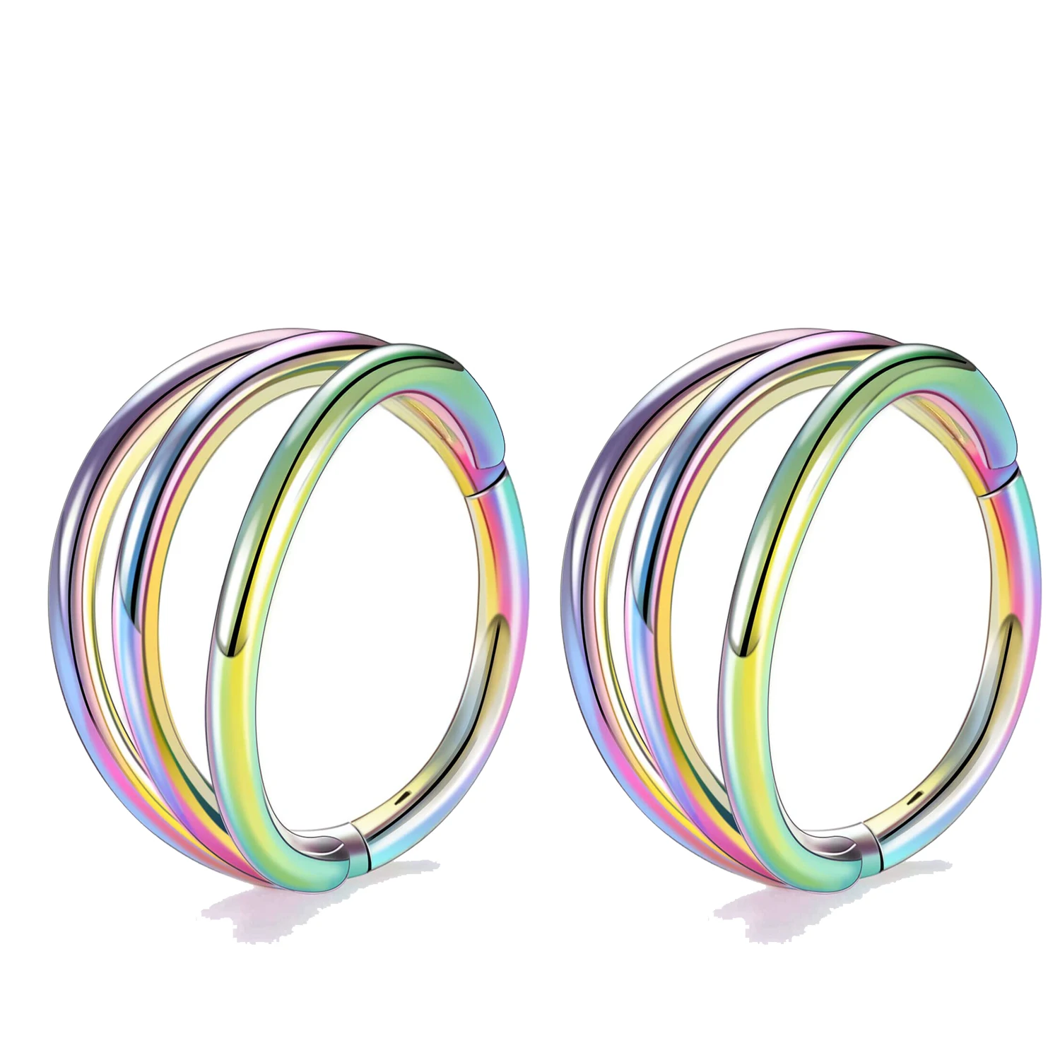 Triple Hoop Nose Ring in Stainless Steel