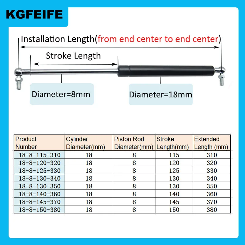 1PC 310mm-380mm 35kg/350N Furniture Strut Bar Car Universal Gas Spring Lift Support Hydraulic Hinge Kitchen Cupboar Hardware