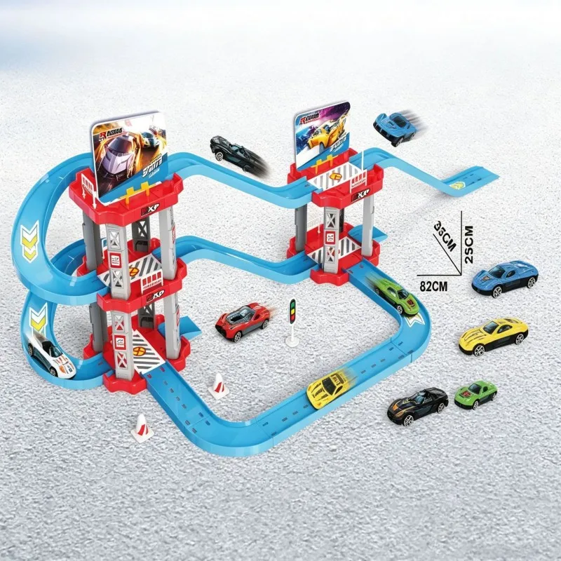 Rail car children's toys cross-border DIY assembly city street scene parking lot puzzle construction sliding