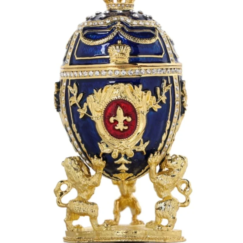 Enamel Craft Light Luxury Crown Egg Ornament Creative Fashion Home Easter Egg Jewelry Box