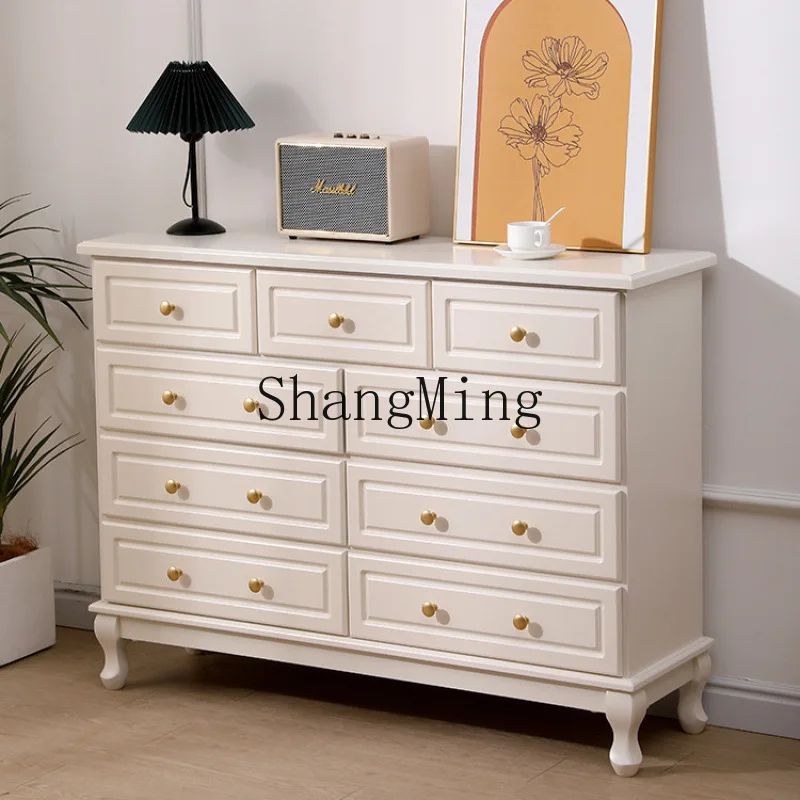 

FG five-bucket solid wood bedroom storage cabinet living room TV simple modern multi-functional drawer cabinet