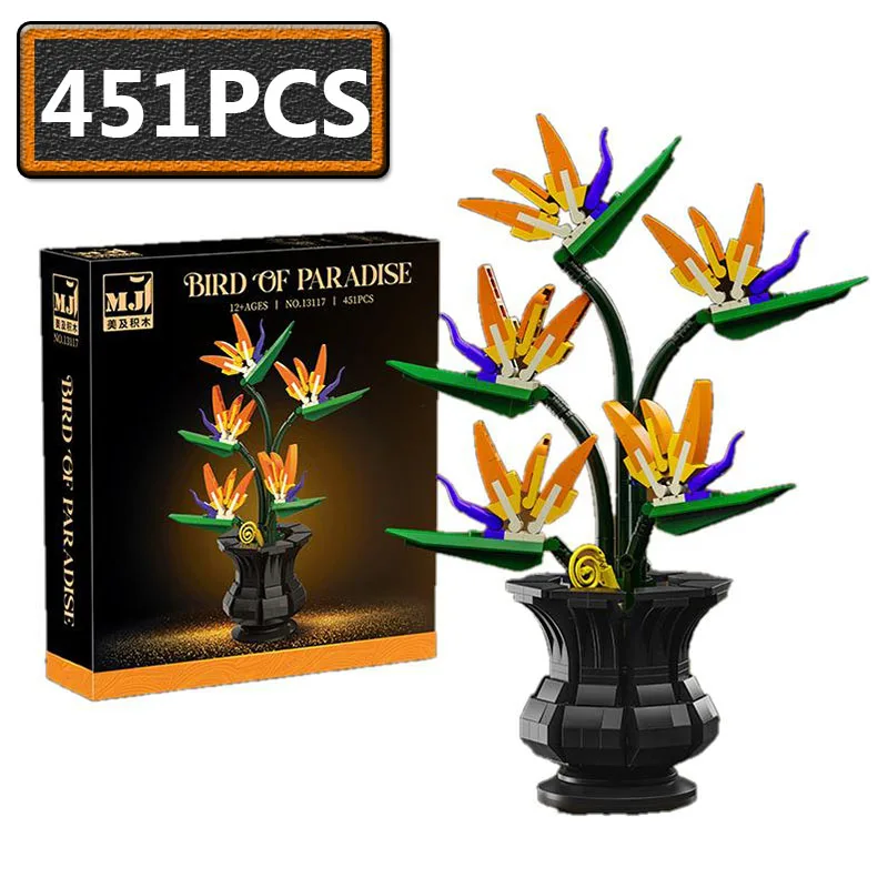 

451PCS MOC Friends Artificial Flower Building Blocks City Home Decoration Bird of Paradise Bricks Toys Kids DIY Festival Gift