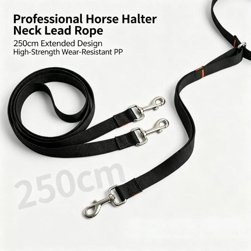 Horse Neck Stretch Guidance Strap Set, 250 Nylon Horse Schooling Strap with Metal Clip Points, 2 Piece Set for Daily Horse Work