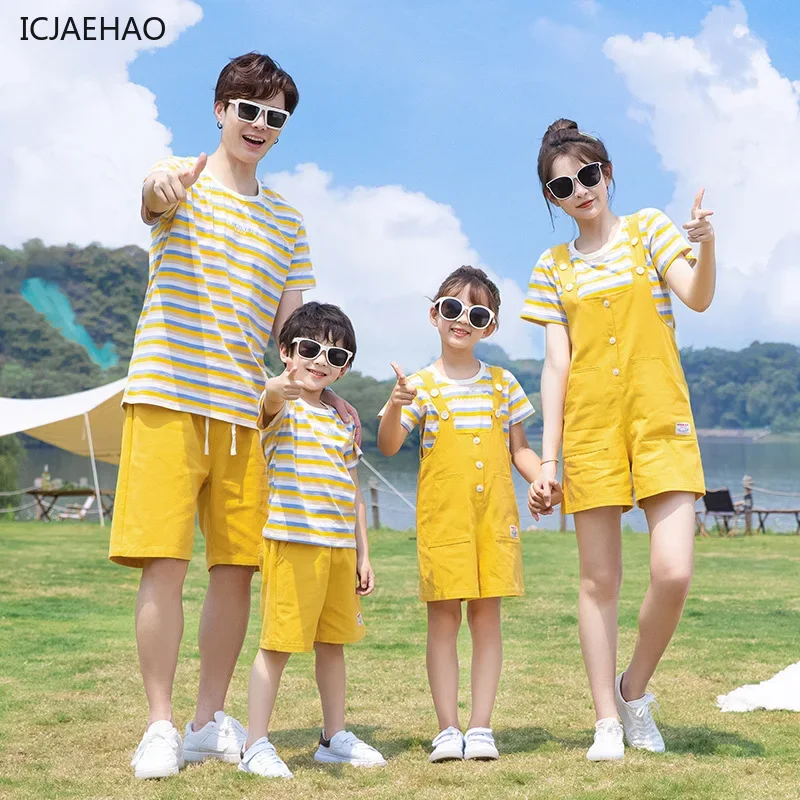 2025 Matching Family Clothes Mom Dad Daughter Son Overalls Set Denim Romper  Kids Twin Outfits Summer Jumpsuit Mother Father - view 2