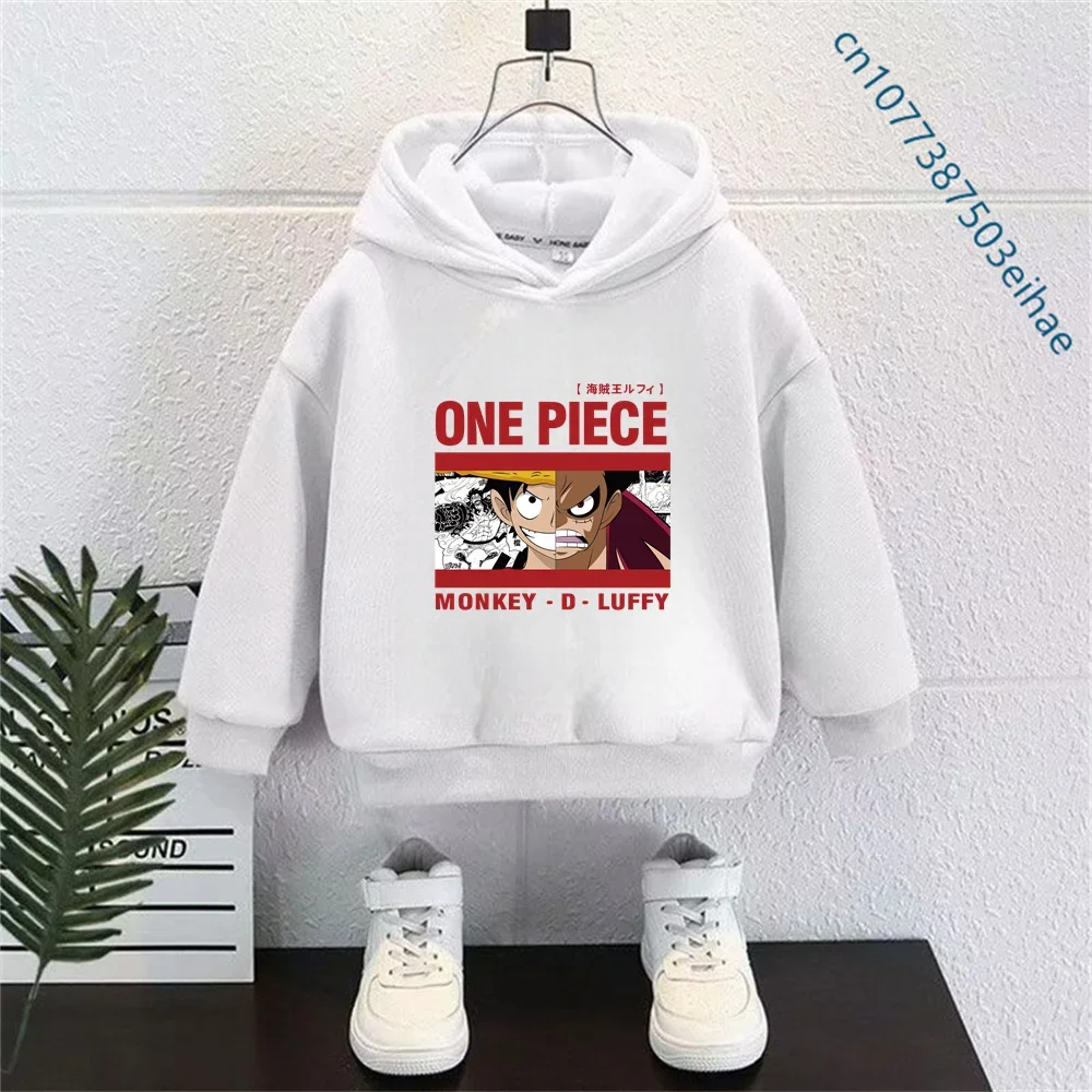 

One Piece Luffy Printed Children Hooded Sweatshirt Y2K Streetwear Casual Pullover Cute Anime Design for Kids Daily Fashion Looks