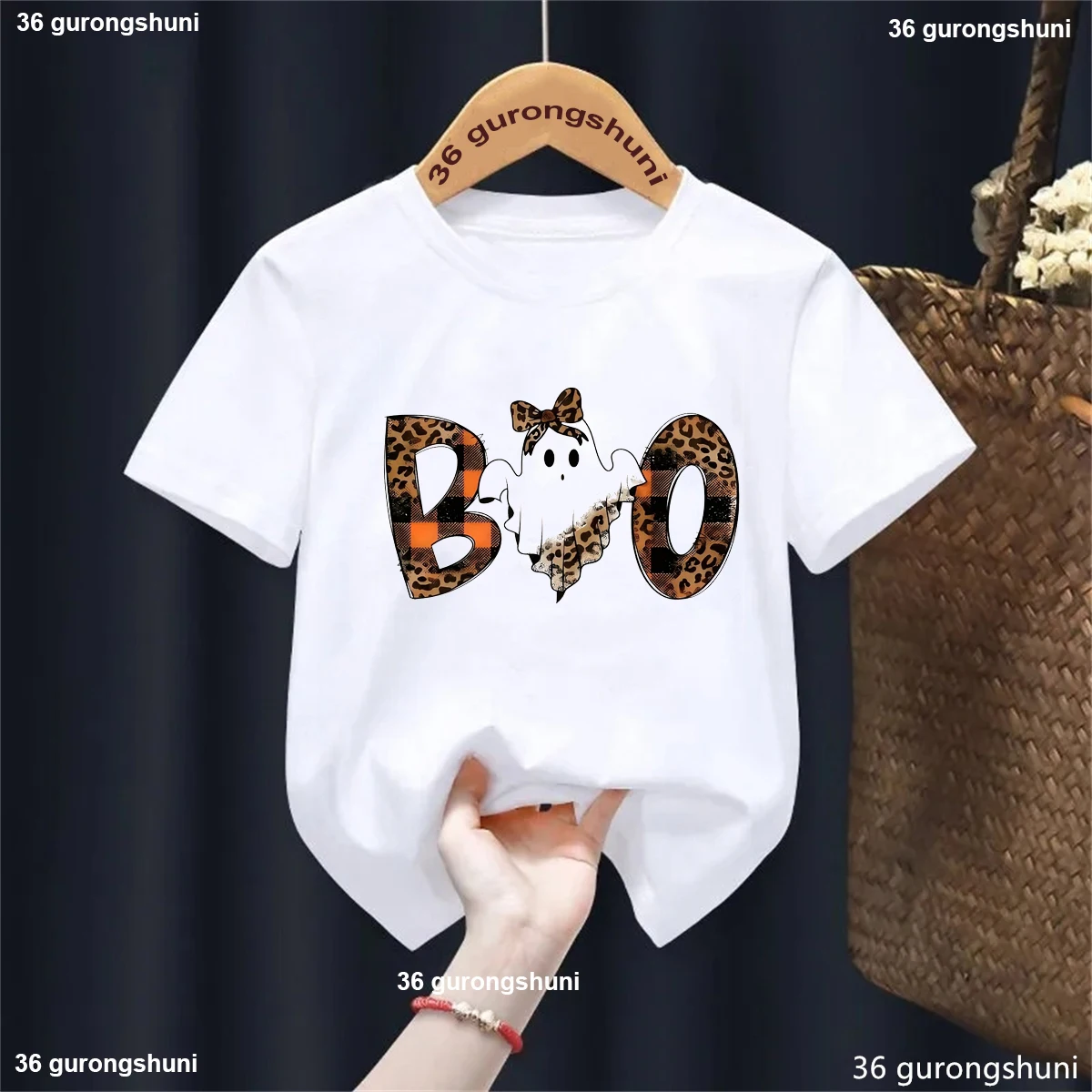 

Funny Solid Kids Clothes Leopard Boo Halloween Graphic Printed Tshirt Girls/Boys 1-13 Years Old T-Shirt Harajuku Shirt