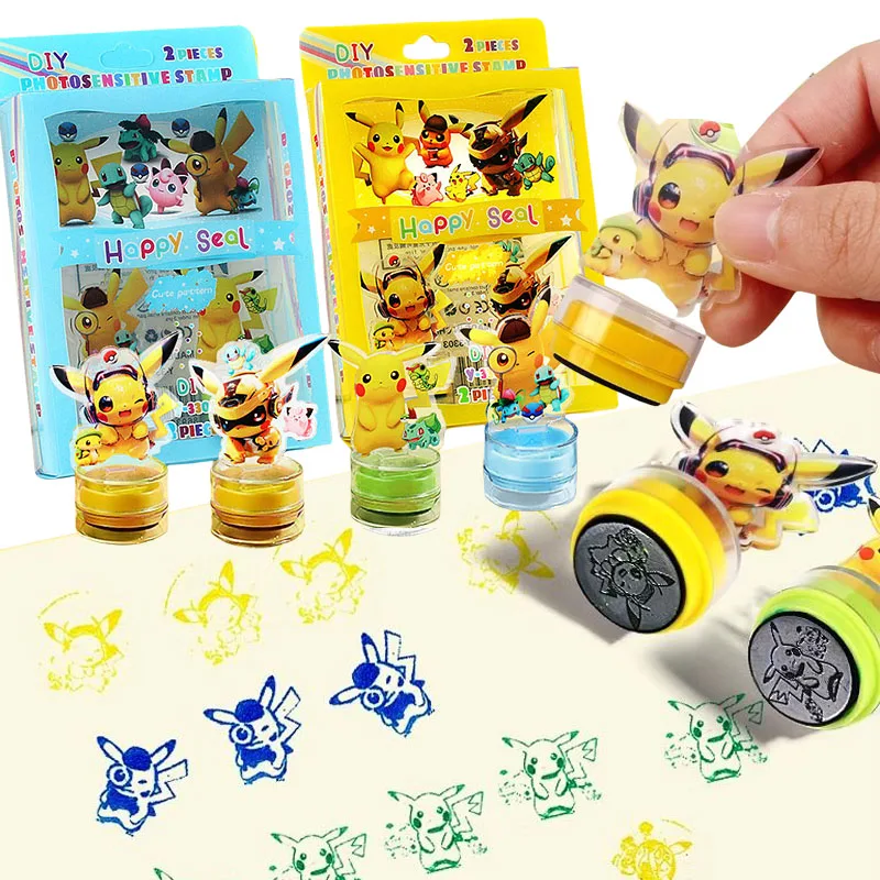 Pokemon Pikachu Assorted Stamps for Kids Self-ink Stamps Children Toy Stamps Seal Scrapbooking DIY Painting Photo Album Decor