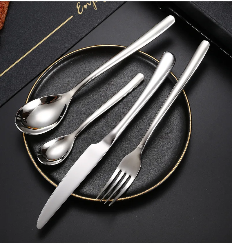 

Thickened Stainless Steel Knife and Spoon Tableware, Restaurant Steak, Hotel Knife, Spoon, Practical, Noble, Durable Set