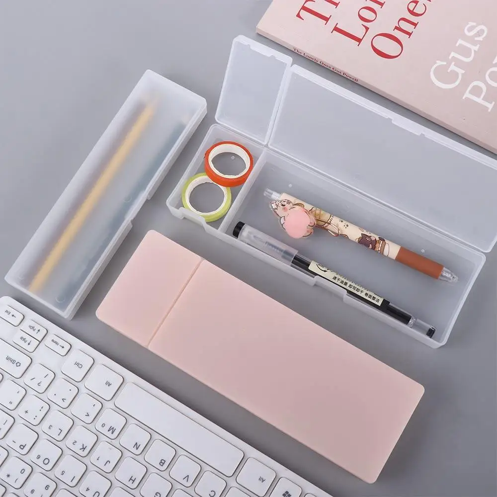 Simple 1 pcs for Students Kids Gift Frosted Translucent Stationery Case School Office Supplies Pencil Cases Storage Box