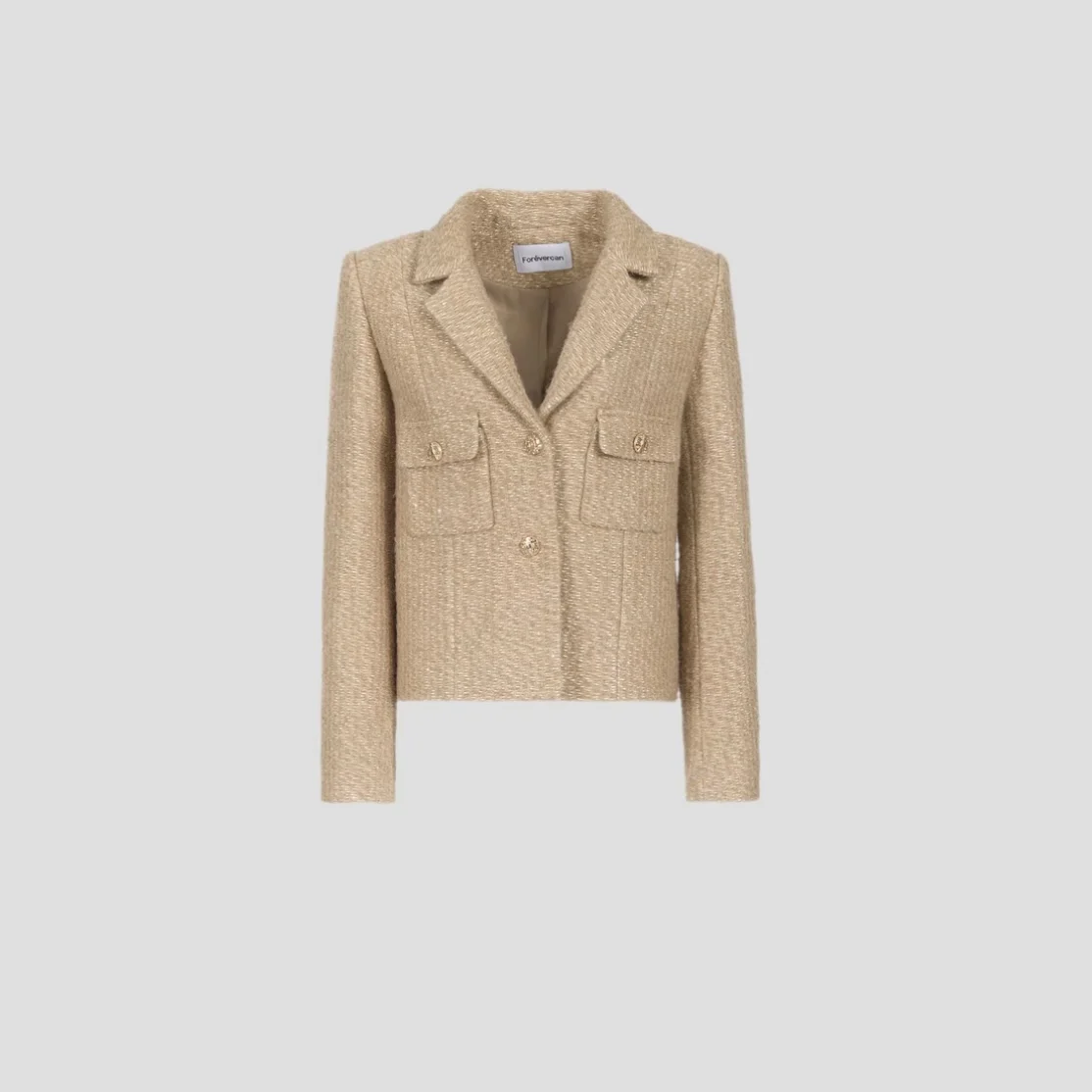 

FOREVERCAN Dallas Beautiful Woolen Suit Jaet ort oulder Length Long Sve Casual Pure Color Women's Faion Outerwear